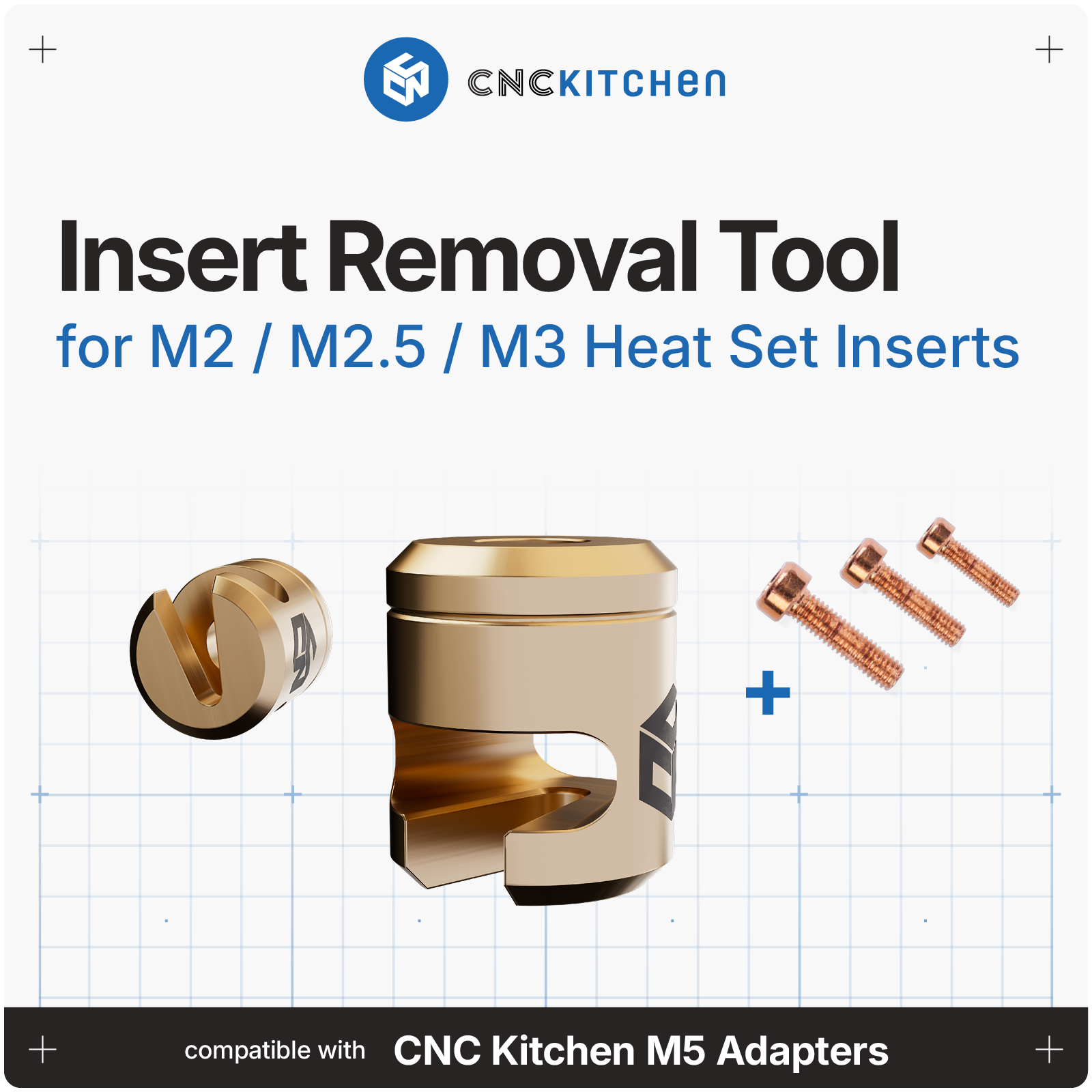 CNC Kitchen Insert Removal Tool V2 til M2 M2.5 M3 heat set inserts